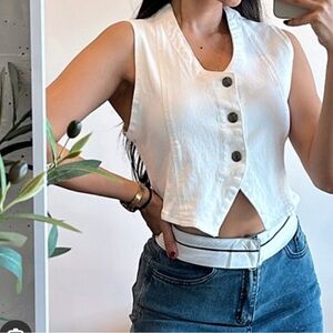 White Denim Vest - NEW